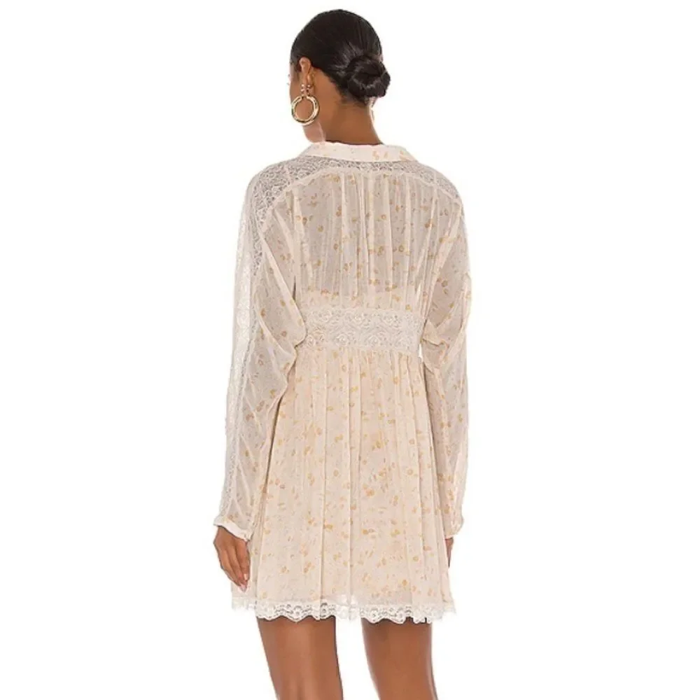 Free People Sheer Romance Mini Dress in Tea Combo Size XS